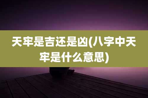 天牢是吉还是凶(八字中天牢是什么意思)