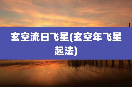 玄空流日飞星(玄空年飞星起法)
