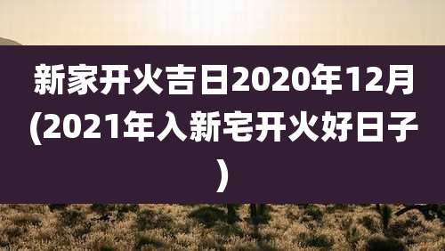 新家开火吉日2020年12月(2021年入新宅开火好日子)