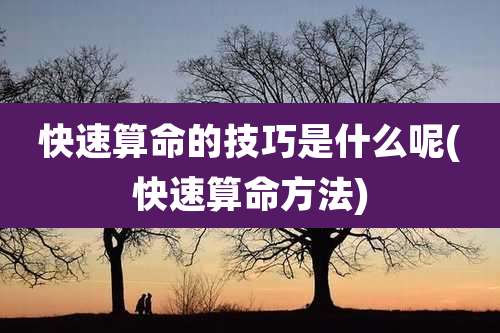 快速算命的技巧是什么呢(快速算命方法)