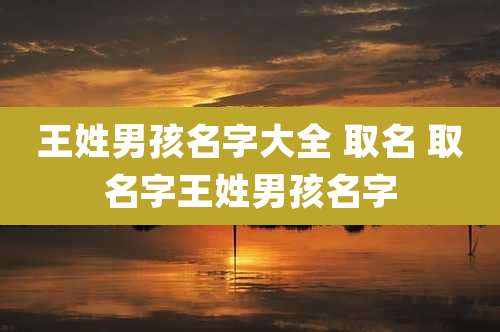王姓男孩名字大全 取名 取名字王姓男孩名字