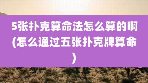 5张扑克算命法怎么算的啊(怎么通过五张扑克牌算命)