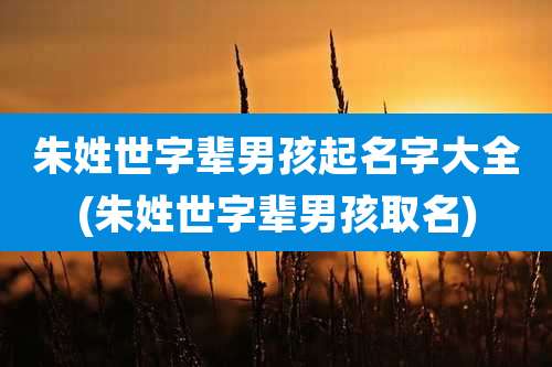 朱姓世字辈男孩起名字大全(朱姓世字辈男孩取名)