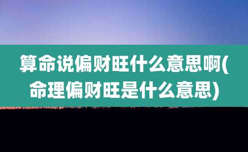 算命说偏财旺什么意思啊(命理偏财旺是什么意思)