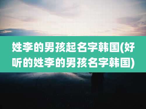 姓李的男孩起名字韩国(好听的姓李的男孩名字韩国)