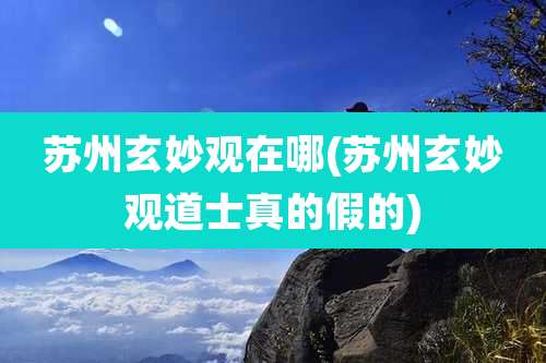 苏州玄妙观在哪(苏州玄妙观道士真的假的)