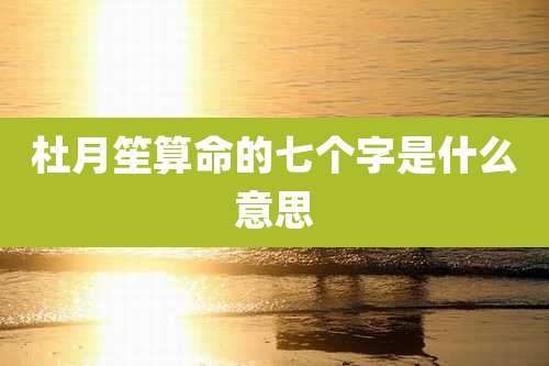杜月笙算命的七个字是什么意思