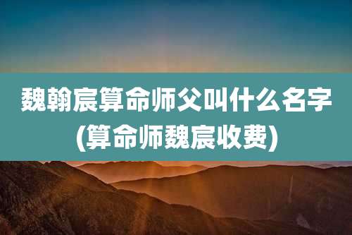 魏翰宸算命师父叫什么名字(算命师魏宸收费)