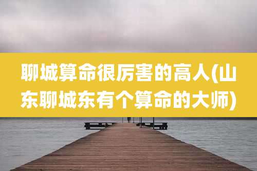 聊城算命很厉害的高人(山东聊城东有个算命的大师)