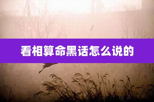 看相算命黑话怎么说的