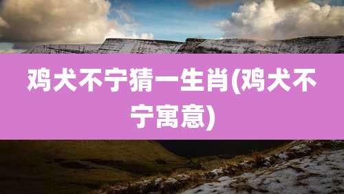 鸡犬不宁猜一生肖(鸡犬不宁寓意)