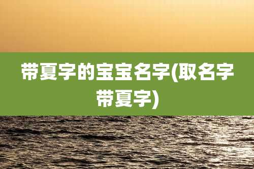 带夏字的宝宝名字(取名字带夏字)
