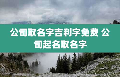 公司取名字吉利字免费 公司起名取名字