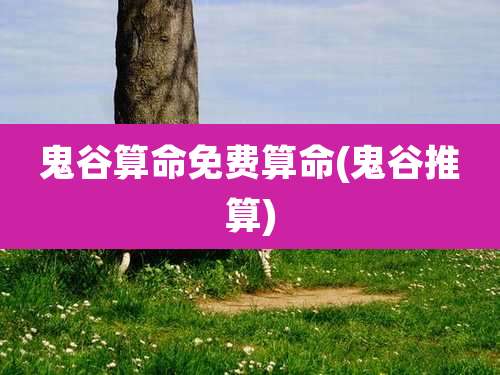 鬼谷算命免费算命(鬼谷推算)