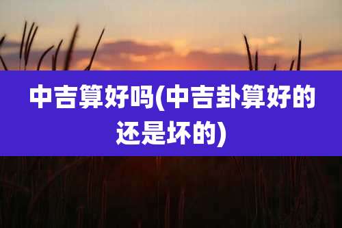 中吉算好吗(中吉卦算好的还是坏的)