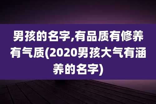 男孩的名字,有品质有修养有气质(2020男孩大气有涵养的名字)