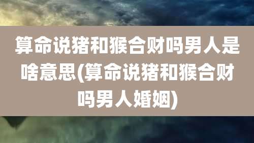 算命说猪和猴合财吗男人是啥意思(算命说猪和猴合财吗男人婚姻)