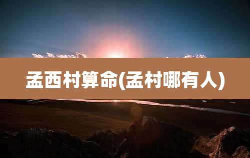 孟西村算命(孟村哪有人)