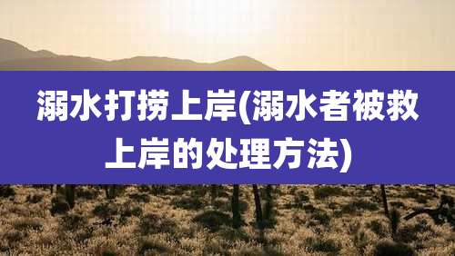 溺水打捞上岸(溺水者被救上岸的处理方法)