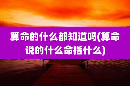 算命的什么都知道吗(算命说的什么命指什么)