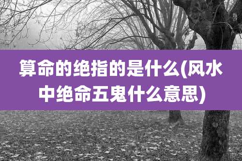算命的绝指的是什么(风水中绝命五鬼什么意思)