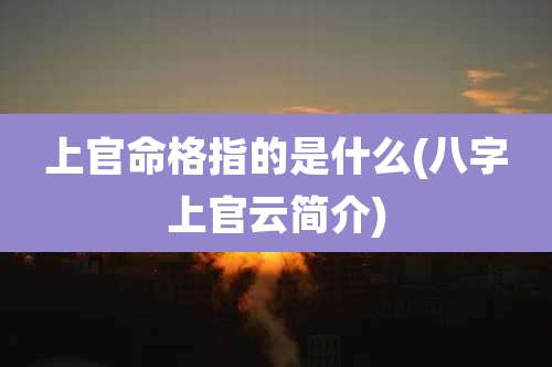 上官命格指的是什么(八字上官云简介)