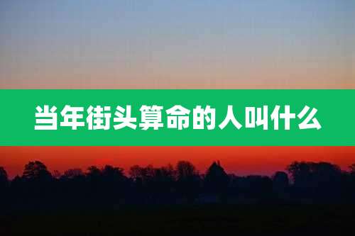 当年街头算命的人叫什么