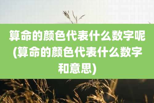 算命的颜色代表什么数字呢(算命的颜色代表什么数字和意思)