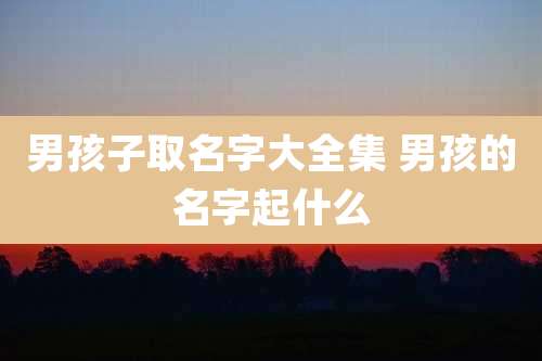 男孩子取名字大全集 男孩的名字起什么