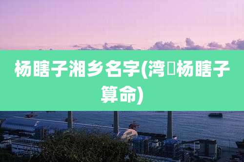 杨瞎子湘乡名字(湾沚杨瞎子算命)