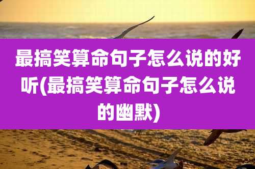 最搞笑算命句子怎么说的好听(最搞笑算命句子怎么说的幽默)