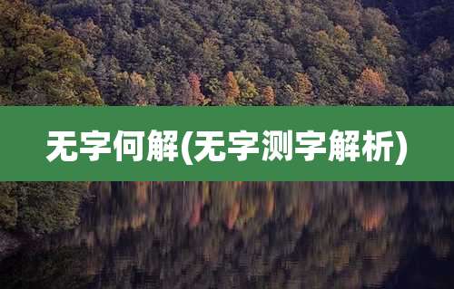 无字何解(无字测字解析)