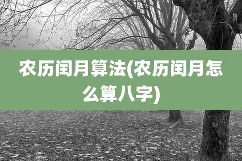农历闰月算法(农历闰月怎么算八字)
