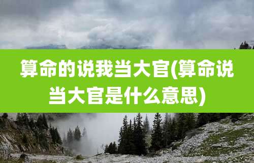 算命的说我当大官(算命说当大官是什么意思)