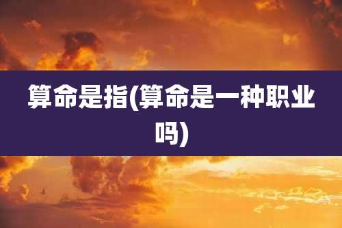 算命是指(算命是一种职业吗)