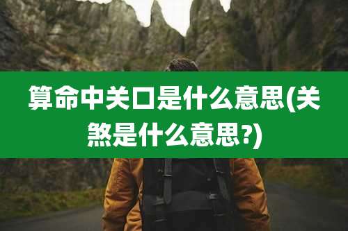 算命中关口是什么意思(关煞是什么意思?)