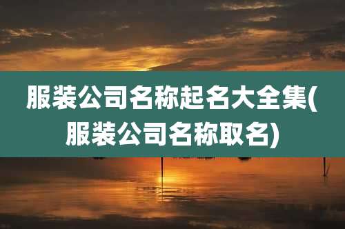 服装公司名称起名大全集(服装公司名称取名)