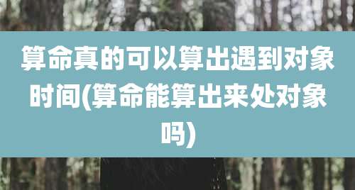 算命真的可以算出遇到对象时间(算命能算出来处对象吗)