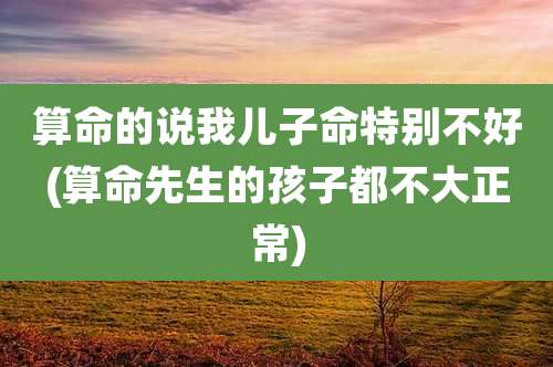 算命的说我儿子命特别不好(算命先生的孩子都不大正常)