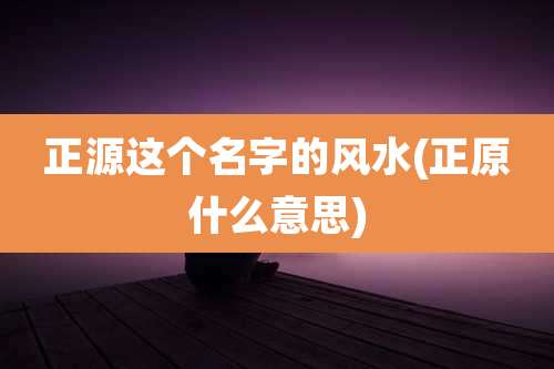 正源这个名字的风水(正原什么意思)