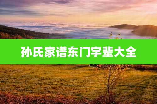 孙氏家谱东门字辈大全