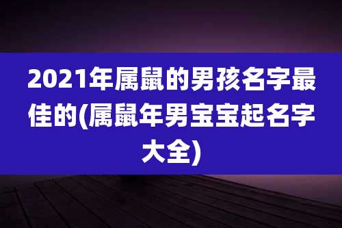 2021年属鼠的男孩名字最佳的(属鼠年男宝宝起名字大全)
