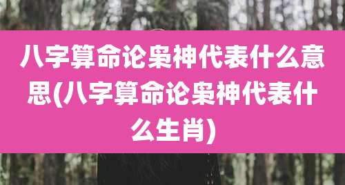 八字算命论枭神代表什么意思(八字算命论枭神代表什么生肖)