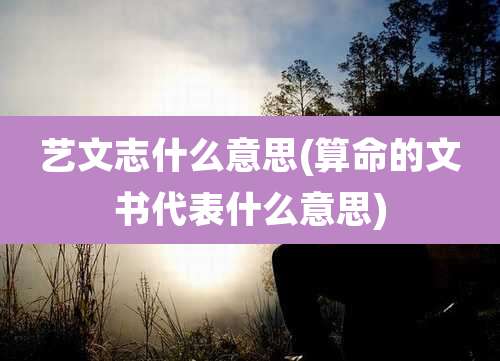 艺文志什么意思(算命的文书代表什么意思)