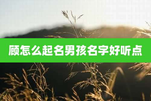 顾怎么起名男孩名字好听点