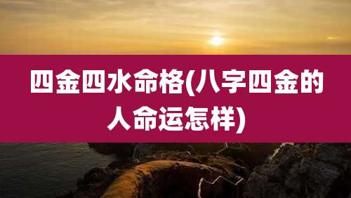 四金四水命格(八字四金的人命运怎样)