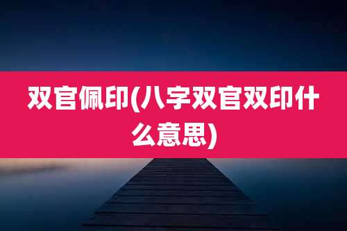双官佩印(八字双官双印什么意思)