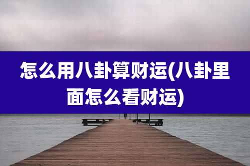 怎么用八卦算财运(八卦里面怎么看财运)