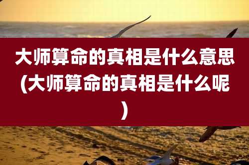 大师算命的真相是什么意思(大师算命的真相是什么呢)