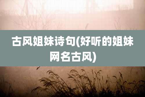 古风姐妹诗句(好听的姐妹网名古风)
